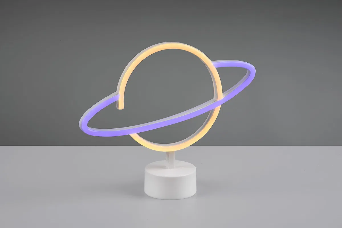 Reality Leuchten LED Tischleuchte Planet R55370101, Kunststoff Weiß, inkl. 1.6 Watt LED