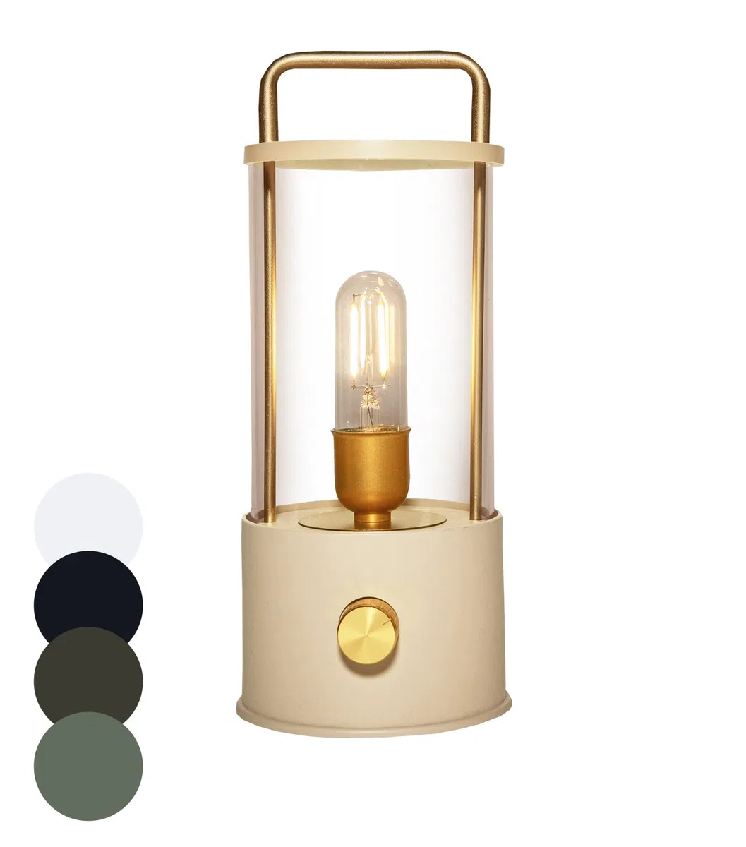 Coen Bakker LED Laterne Tischlampe dimmbar IP44 Lampe USB Warmweiß für Innen & Außen 15x11 cm Tischleuchte, Farbe:Sand