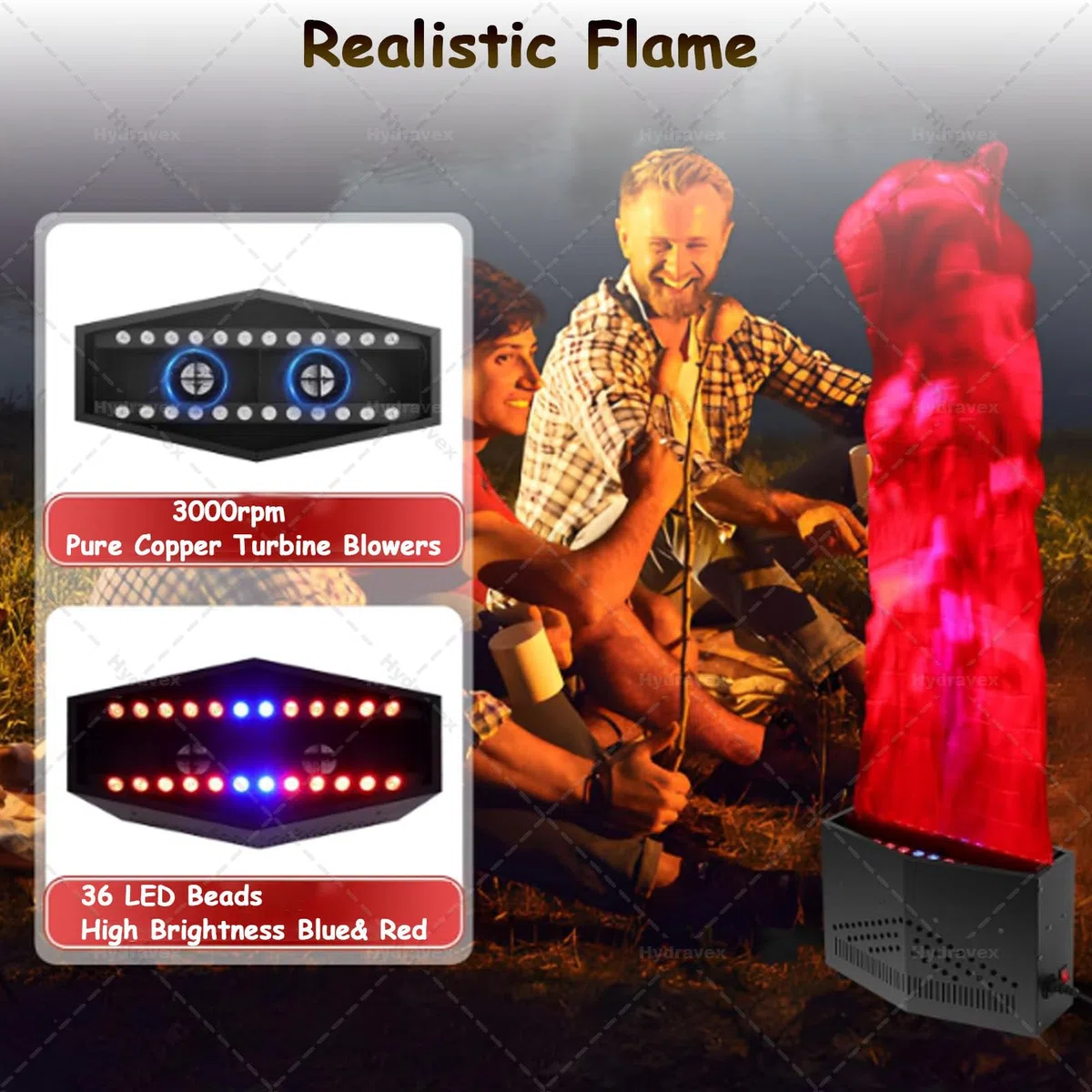 Künstliches Feuerflammenlicht mit 36 ​​LED-Licht, 1,5 m, 1,8 m, 2 m, künstliche simulierte Flammenlampe mit Fernbedienung, Atmosphäreneffekt für Bühnen-Halloween-DJ-Partybeleuchtung 2m/6.56ft