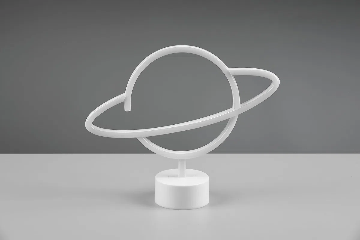 Reality Leuchten LED Tischleuchte Planet R55370101, Kunststoff Weiß, inkl. 1.6 Watt LED