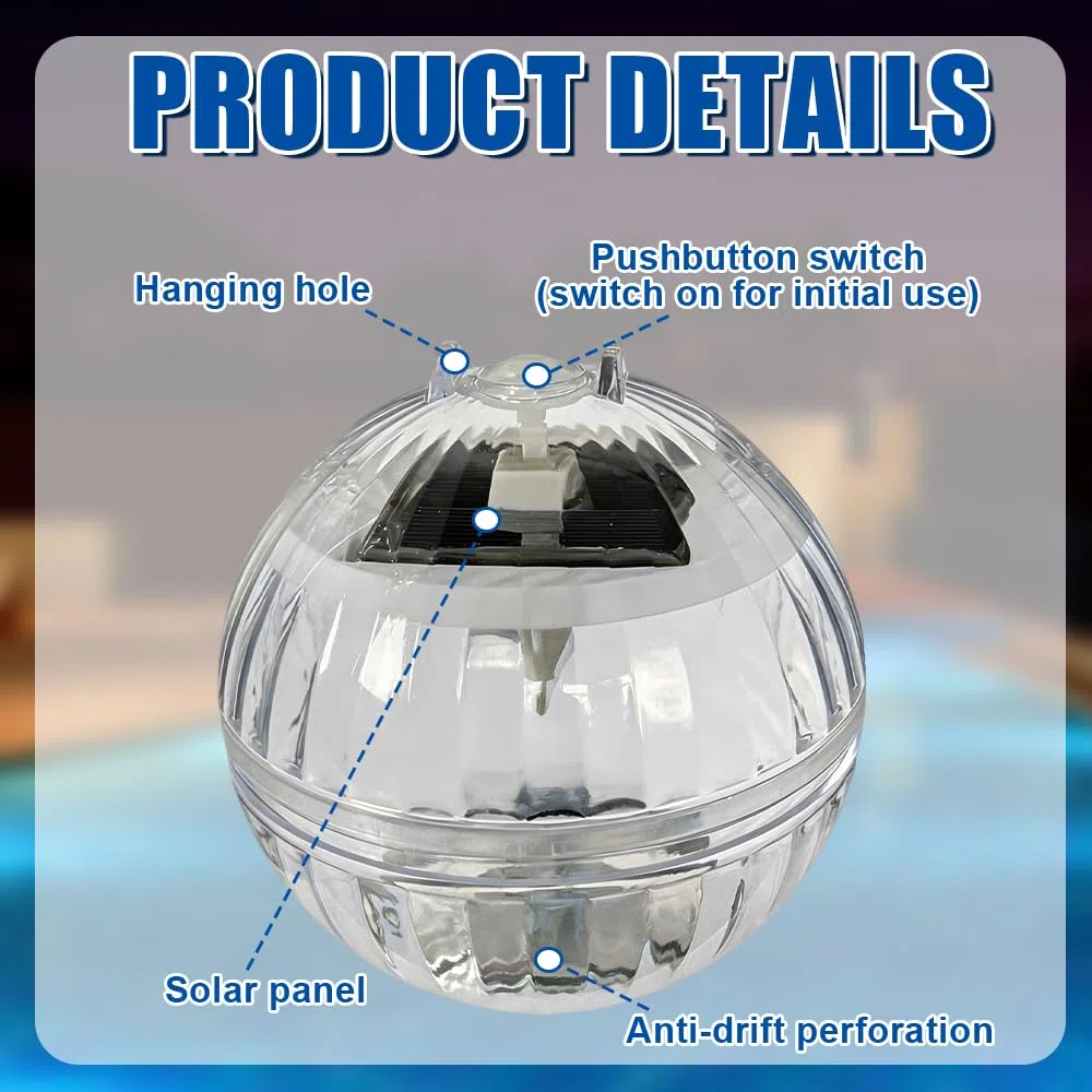 Poolbeleuchtung Solar, 4 Stück Schwimmende Poolbeleuchtung, LED Pool Licht RGB Dimmbar, Solar Poolbeleuchtungs, Wasserdichte Pool Lichter Unterwasser für Schwimmbad Pools, Teiche, Lawn
