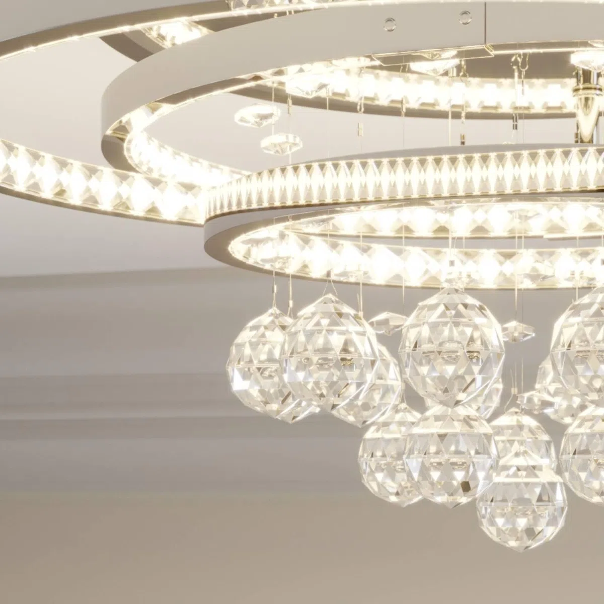 Lucande LED Deckenlampe Kristall dimmbar, Kronleuchter Deckenleuchte 37,8W Wohnzimmerlampe Schlafzimmerlampe Esszimmerlampe Büro Flurlampe