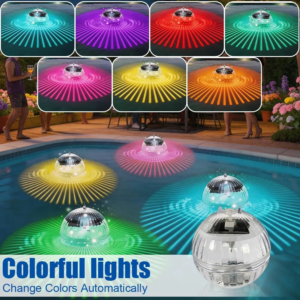 Poolbeleuchtung Solar, 4 Stück Schwimmende Poolbeleuchtung, LED Pool Licht RGB Dimmbar, Solar Poolbeleuchtungs, Wasserdichte Pool Lichter Unterwasser für Schwimmbad Pools, Teiche, Lawn