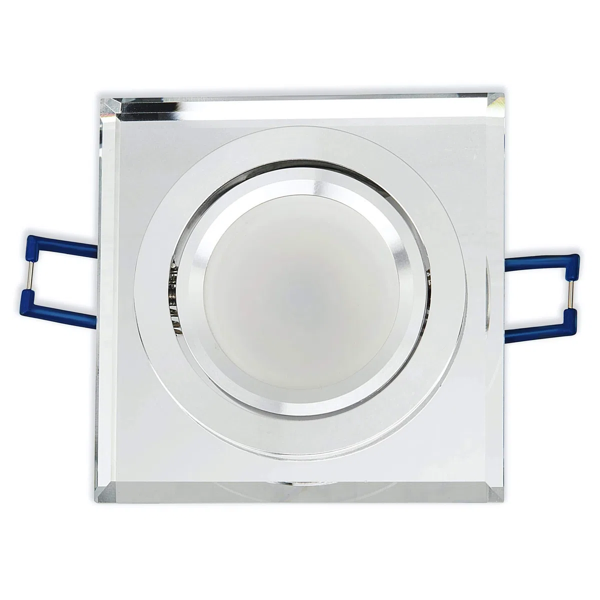 Trano 6x LED Einbaustrahler Set Glas eckig - transparent 6,5 Watt neutralweiß 230V - Einbau-Spot dimmbar schwenkbar flach als Deckenleuchte Decken-Strahler - Einbauleuchte 75-80mm Bohrloch