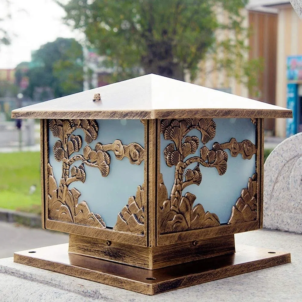 Traditionelle europäische Victoria Glas Laterne Tischlampe Tischlampe Aluminium Wasserdichte Säule Lampe Dekoration Straßenlaterne Hof Garten Terr