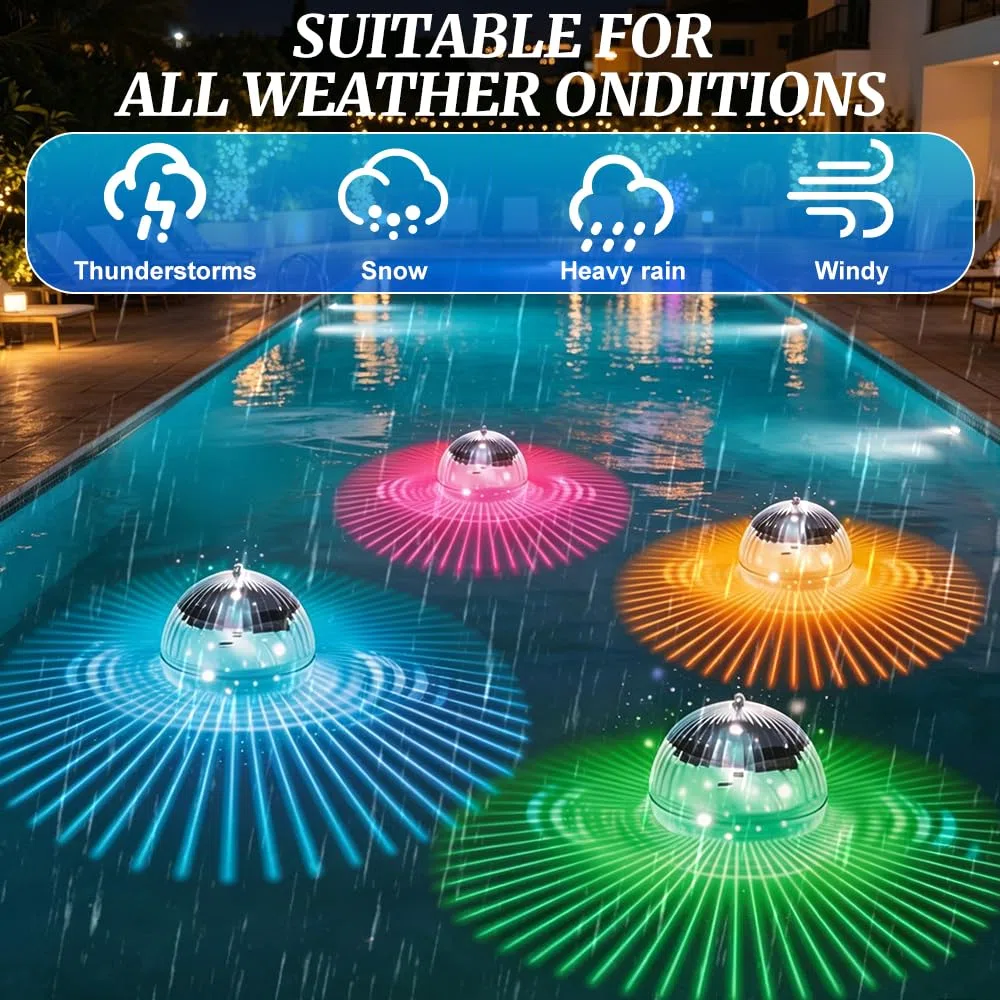 Solar Schwimmende Poolbeleuchtung, 4 Stück Solar Schwimmkugel mit 7 Farben RGB, IP65 SolarPool Lichter Schwimmend für Schwimmbad, Brunnen, Pool, Teich