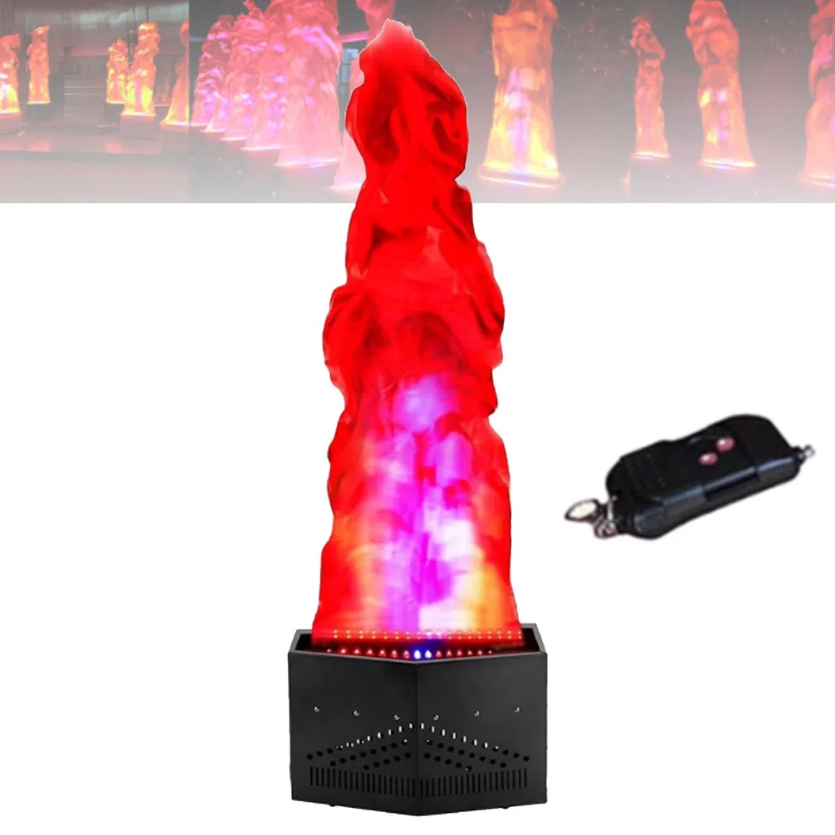 Künstliches Feuerflammenlicht mit 36 ​​LED-Licht, 1,5 m, 1,8 m, 2 m, künstliche simulierte Flammenlampe mit Fernbedienung, Atmosphäreneffekt für Bühnen-Halloween-DJ-Partybeleuchtung 2m/6.56ft