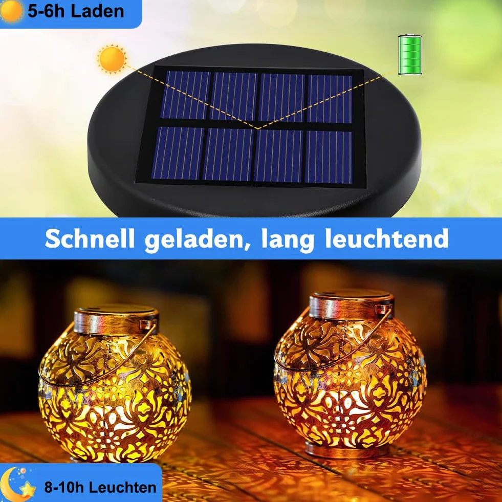2er Solarleuchten Ersatzteile Top 6cm - Wasserdicht Garten Solarlampen Ersatz mit 2 LED (RGB Farbwechsel/Warm), 800mAh Solarbatteriekasten mit hocheffizienten Solarpanels für Außen Solarlampen, Garten