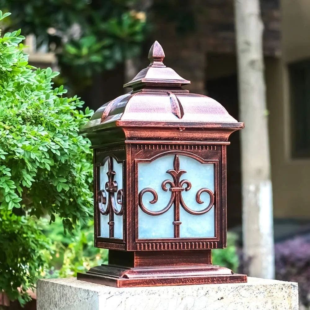 Stehleuchte aus Glas, Retro, europäisch, 61 cm, für Garten, Rasen und Straße, antiker amerikanischer Stil, aus Aluminium, wasserdicht, mit einem Licht, für Villa oder Landschaft, Standbeleuchtung für