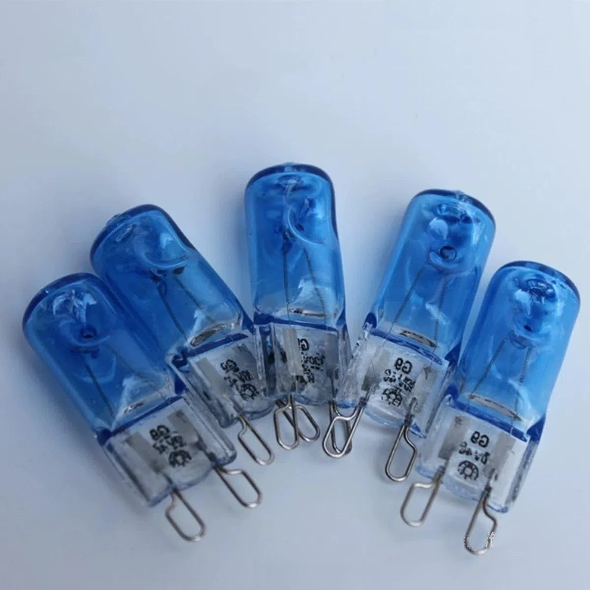 BLOMDE G9 Halogenlampe 220V 25W 40W 60W T4 JCD Typ G9 Lampenhalter, 2-poliger Dimmer warmweißer Lampe, blauer Lampenkörper, 10 Stück 50PCS 25W