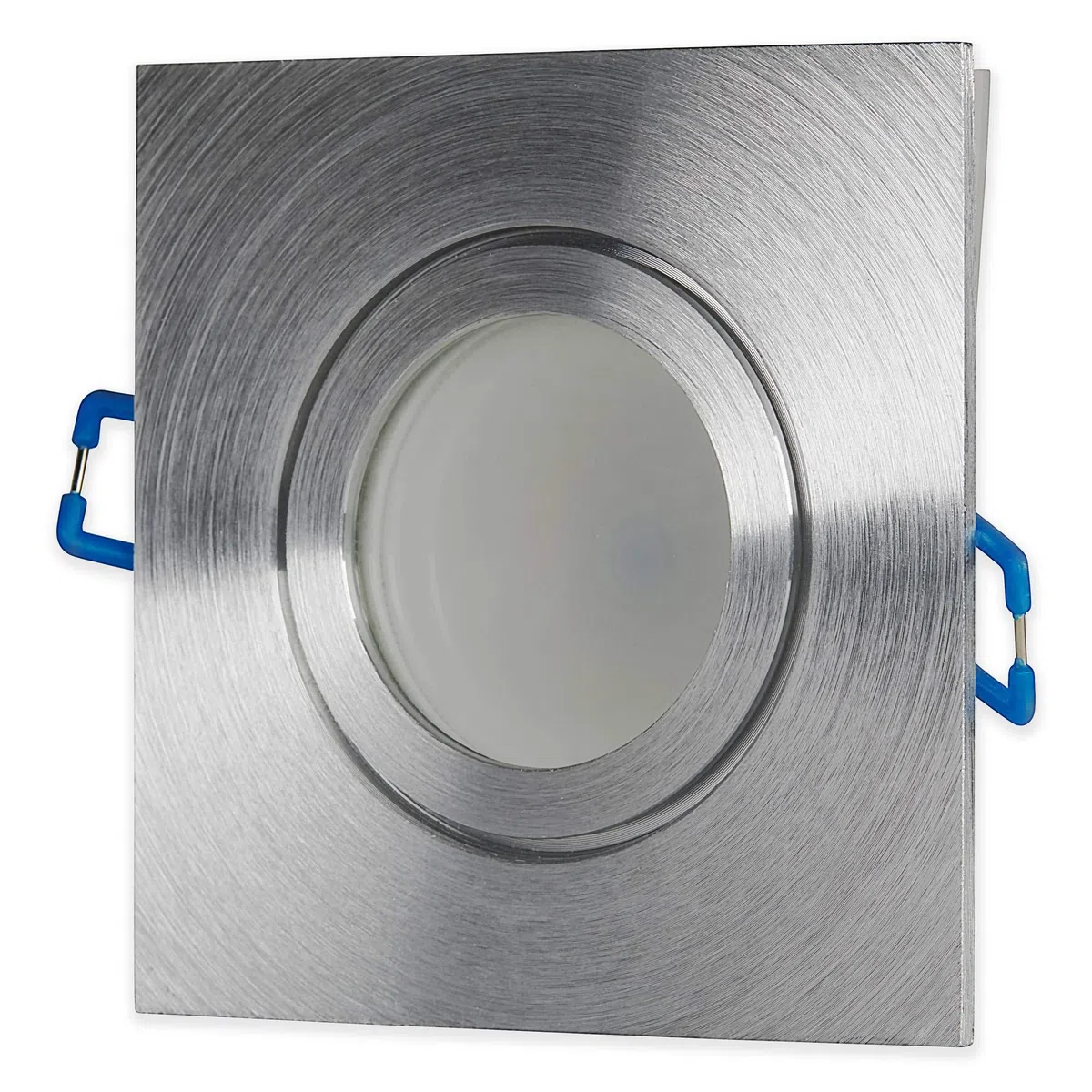10x LED Einbaustrahler Set IP44 Silber mit Feinschliff 7 Watt warmweiß 230V - GU10 Einbau-spot für Bad Dusche außen als Deckenleuchte Decken-Strahler - Einbauleuchte 60mm Bohrloch