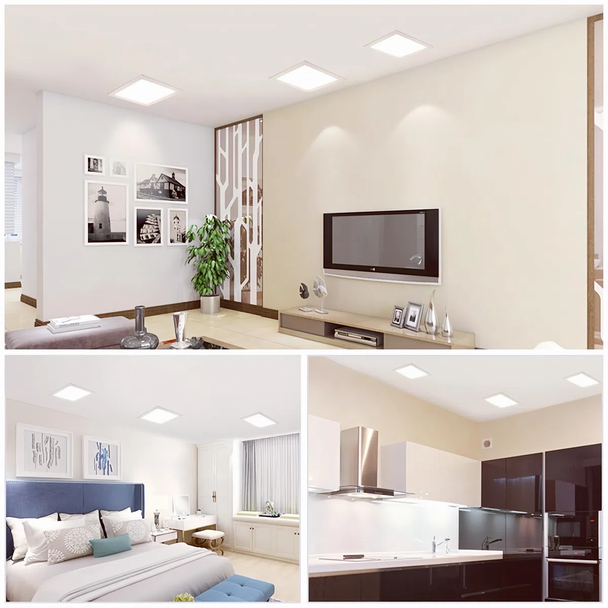 ONSSI Quadratische LED-Platte 295 x 295 mm, 24W (Pack 5), superflaches Panel, Einbau, Kaltlicht 6500K, weißer Rahmen, hohe Helligkeit, Deckenleuchte
