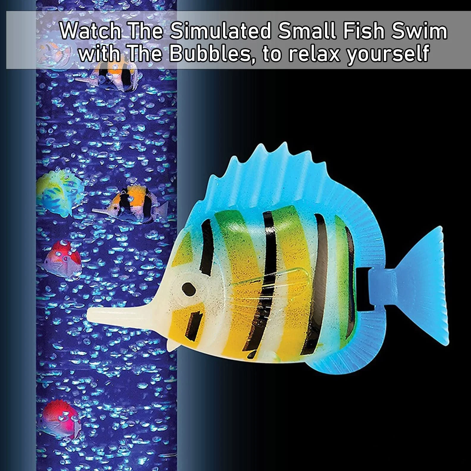 3,3 Fuß Blasenfisch-Stehlampe, gefälschte Aquarium-Wasserröhre, Lavalampe mit 7 Farbwechsel-USB-LED-Stimmungsnachtlicht, Geschenk for Kinder, Erwachsene, ADHS, Autismus