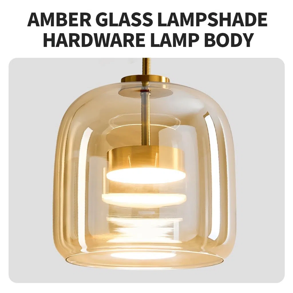 Pendelleuchte Esstisch Hängelampe Glas 3 Flammig Hängeleuchte Vintage Bernstein Esstischlampe Retro E27 Pendellampe Höhenverstellbar Für Esszimmer Wohnzimmer Küche Restaurant(Amber,3 lights-A)