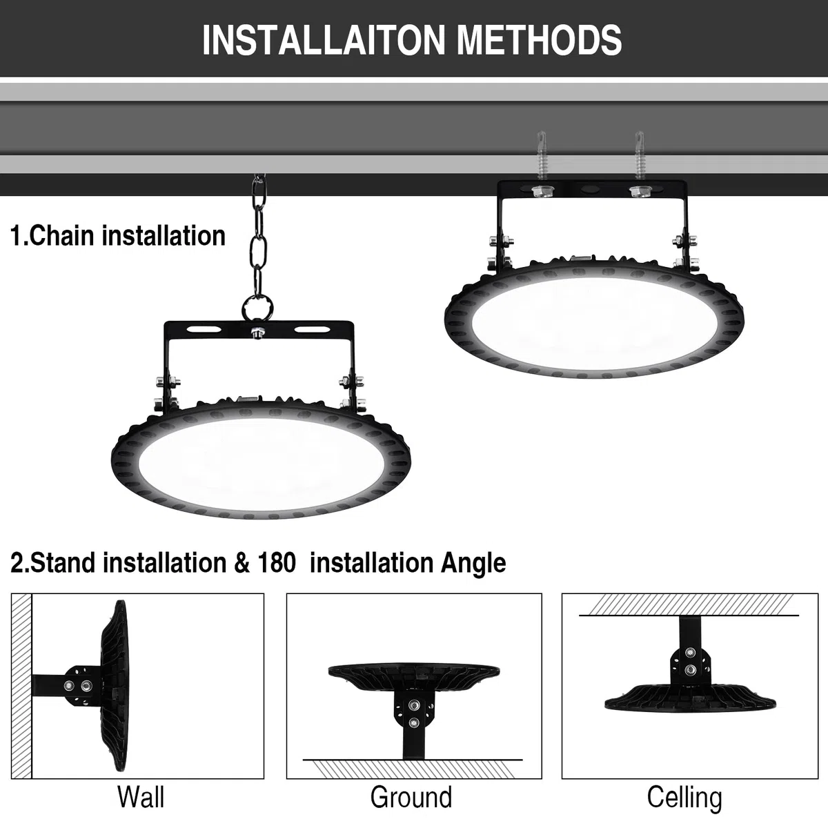 10Stück 500W LED Strahler Industrielampe,50000LM UFO LED Werkstattlampe,Hallenstrahler 6500K Kaltweiß Hallenbeleuchtung, LED High Bay Licht für Garage Werkstätten Fabrikhallen
