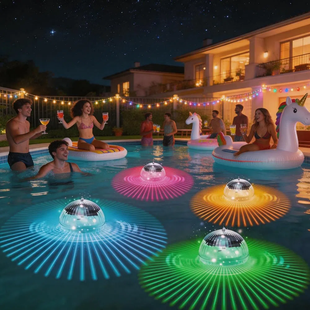 Poolbeleuchtung Solar, 4 Stück Schwimmende Poolbeleuchtung, LED Pool Licht RGB Dimmbar, Solar Poolbeleuchtungs, Wasserdichte Pool Lichter Unterwasser für Schwimmbad Pools, Teiche, Lawn