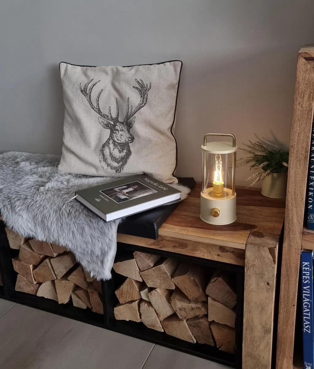 Coen Bakker LED Laterne Tischlampe dimmbar IP44 Lampe USB Warmweiß für Innen & Außen 15x11 cm Tischleuchte, Farbe:Sand
