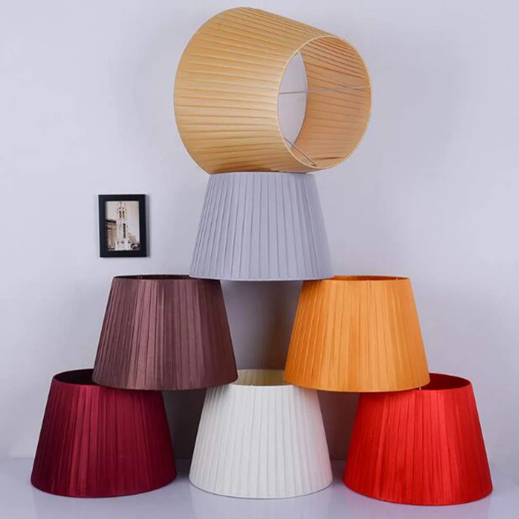 Runder, konischer Trommellampenschirm – Stoff mit Leineneffekt, E27-Tischlampenschirm – Tisch-/Stehlampe, Orange, 40 cm
