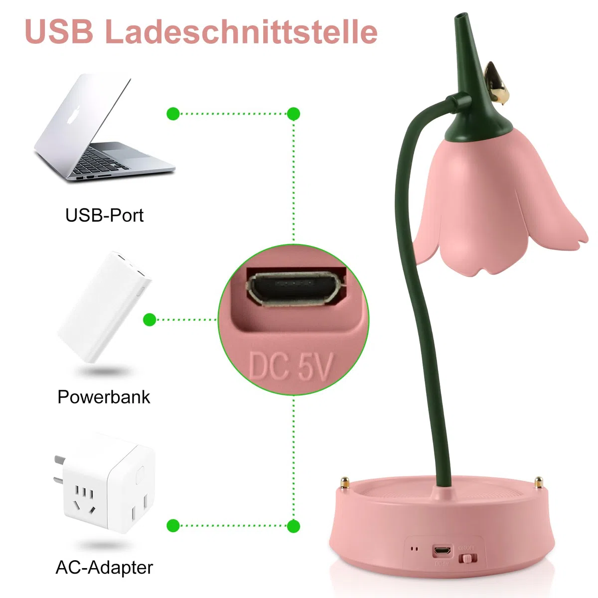 himmel Schreibtischlampe Kinder, Dimmbare LED Tischlampe mit 3 Farbtemperaturen, Wiederaufladbare Schreibtischlampe mit Touchsensor und Flexibles Arm, USB Nachttischlampe für Lesen, Lernen(rosa)