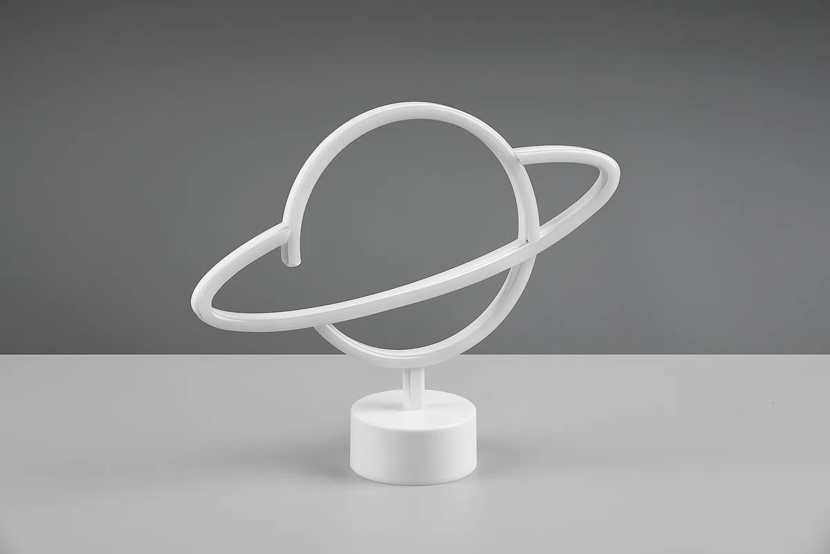 Reality Leuchten LED Tischleuchte Planet R55370101, Kunststoff Weiß, inkl. 1.6 Watt LED