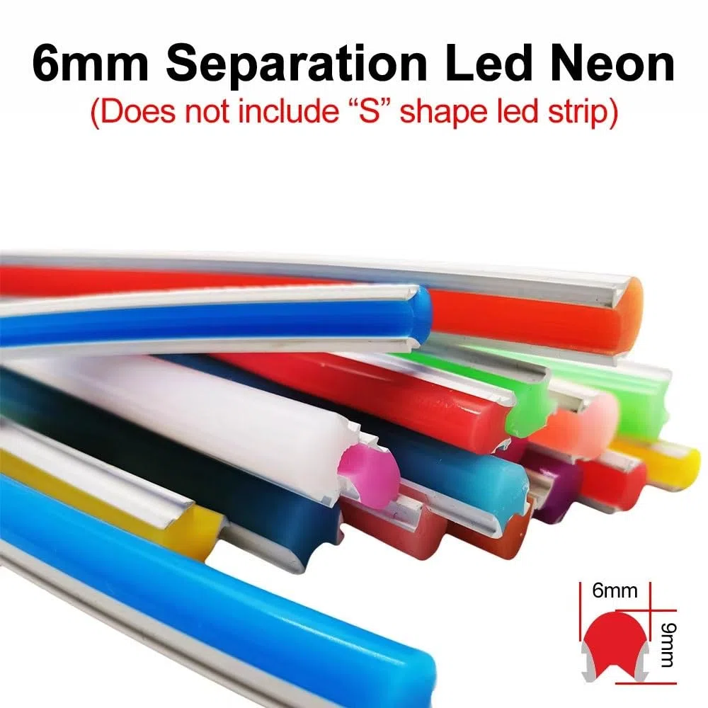 6 mm Silikon-Neonstreifenröhre, weicher, biegsamer Lichtkanal, 20 m, LED-Streifen nicht im Lieferumfang enthalten, 1 Stück(Lemon Yellow)