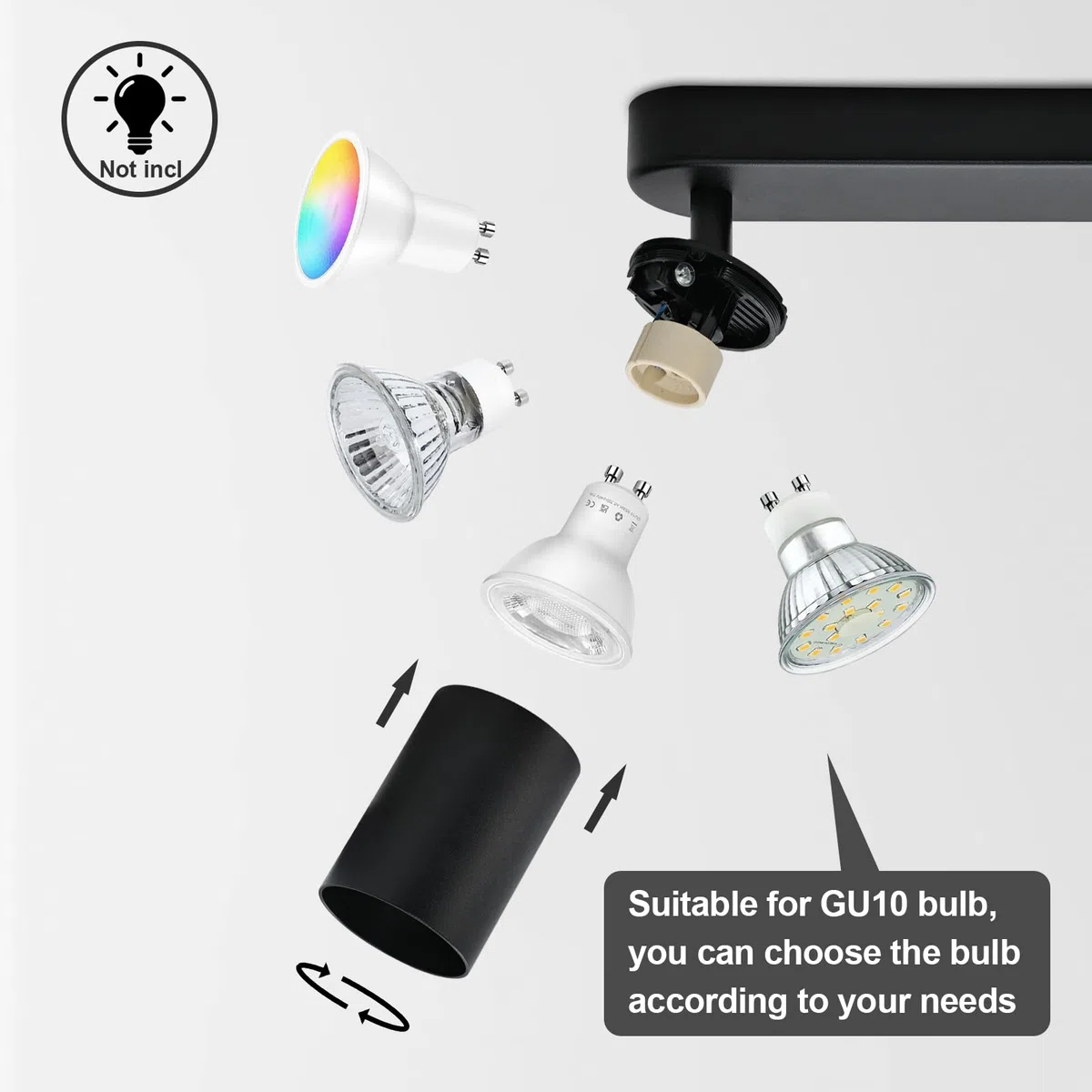KYOTECH Deckenstrahler 2 Flammig Schwarz Spot Lampe LED Deckenleuchte Schwenkbar GU10 Deckenlampe Strahler Deckenspots Modern Flurlampe für Küche Wohnzimmer Schlafzimmer Ohne Leuchtmittel