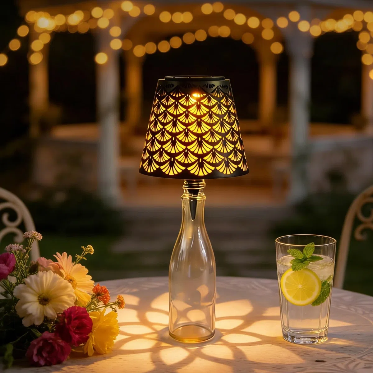 LED Flaschenlampe Aufsatz Solar - Flaschenlampe Aufsatz LED Aufladbar | Solar Flaschenlicht Outdoor Warmweiß | Weinflaschenlampe Zubehör Für Garten Terrasse Party (A)