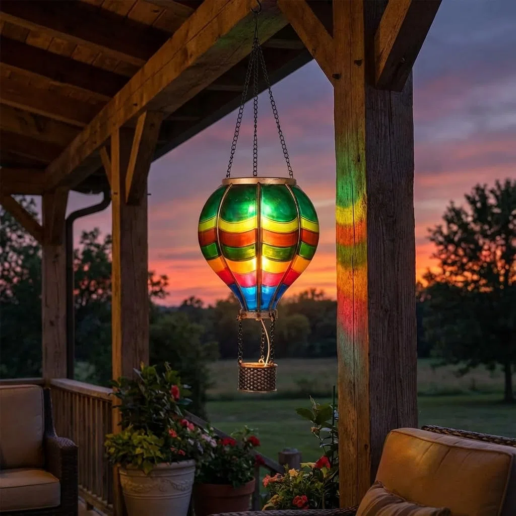 TERESA'S COLLECTIONS Gartendeko für draußen,45cm Solarlaterne für außen,Bunte Luftballon Solarlampe Aufhängen,dekorativer solarleuchten für außen,Flammeneffekt Garten Deko,für Weihnachtsgeschenke