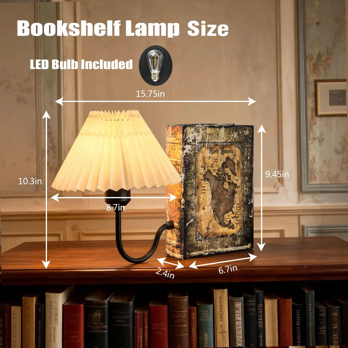 jonong Vintage Bücherregallampe Wiederaufladbare Kabellose Buchlampe mit Leinenschirm Dimmbare Touch Control Tischlampe Moderne Dekorative Buchstütze Bücherregalleuchten für Büro Zuhause Bibliothek