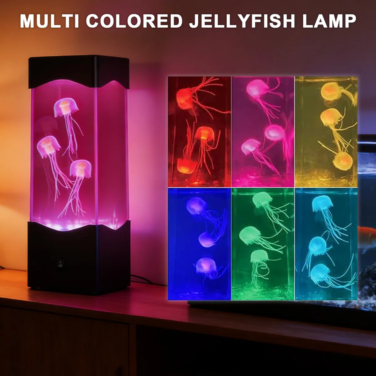 Quallen Lampe Lavalampe, LED Quallenlampe Jellyfish Lamp mit Farbwechsel, 23x7.5x7.5cm Wasserdichte Quallen Aquarium Stimmungslampe, Deko für Wohnzimmer, Geschenk für Männer Frauen Kinder Erwachsene