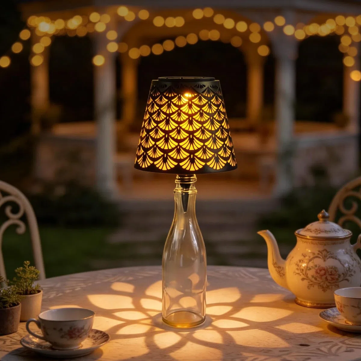 LED Flaschenlampe Aufsatz Solar - Flaschenlampe Aufsatz LED Aufladbar | Solar Flaschenlicht Outdoor Warmweiß | Weinflaschenlampe Zubehör Für Garten Terrasse Party (A)