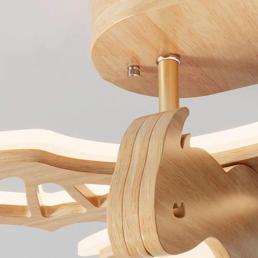 AoLa LED Holz Deckenleuchte Kinderzimmer Dinosaurier Deckenlampe Dimmbar mit Fernbedienung 3000K~6000K Babyzimmer Kronleuchter Modern Jungen Mädchen Dekorationlampe für Schlafzimmer Spielzeugzimmer