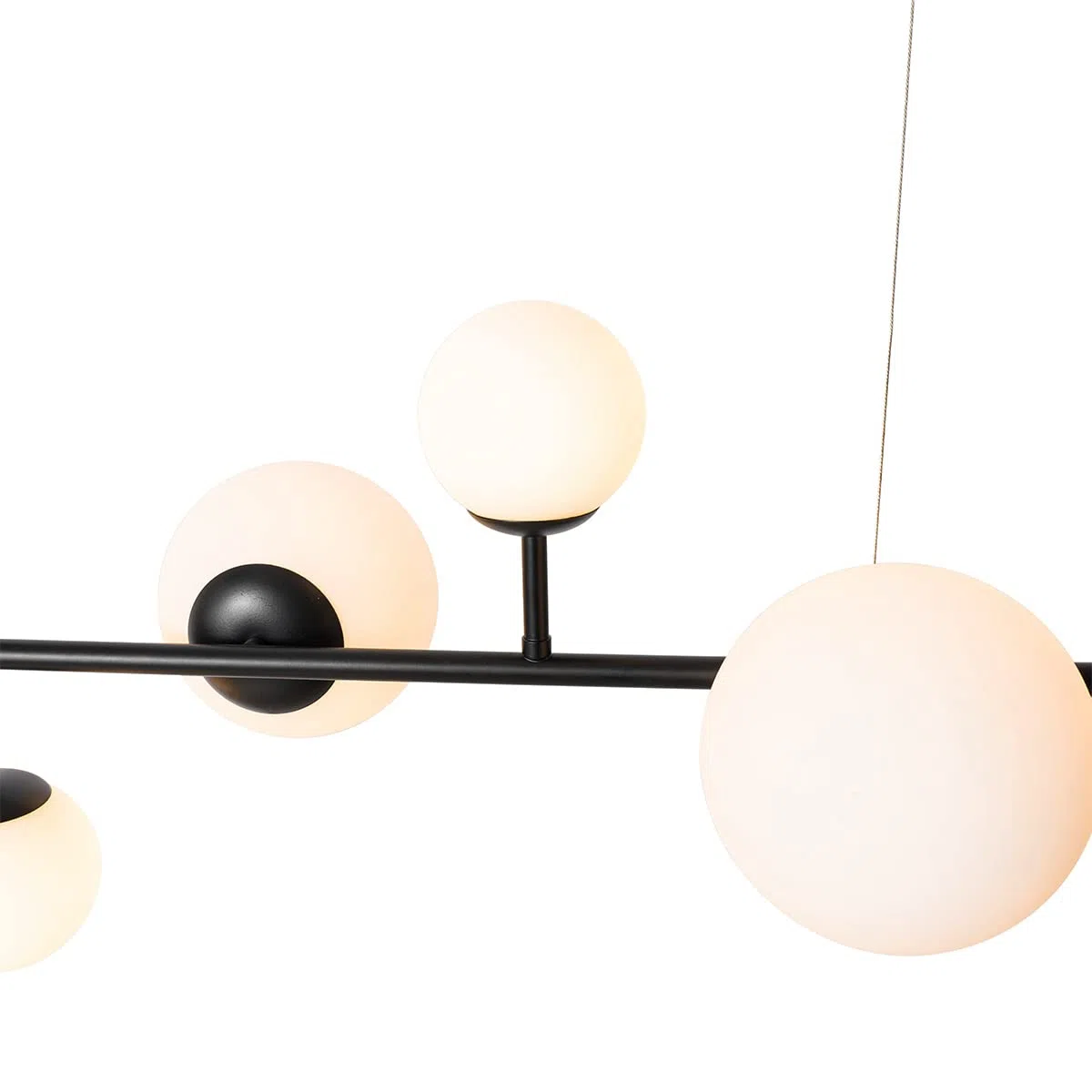 Qazqa Esstisch Modern Pendelleuchte, Pendellampe - Monaco - Schwarz, 6-flammig, 91cm, Ideal als Esszimmerlampe und