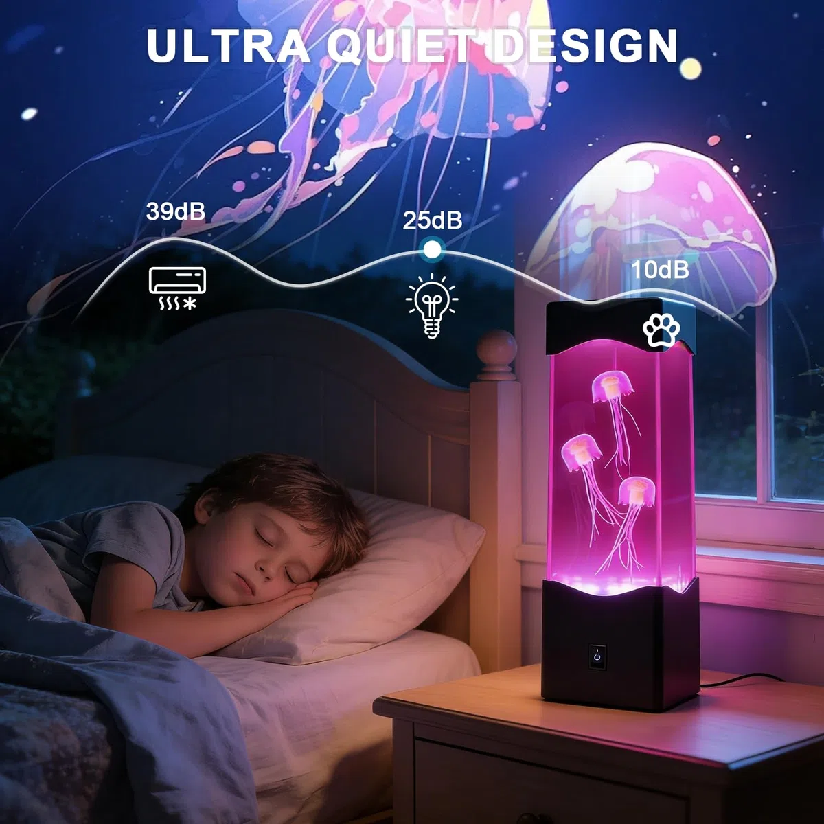 Quallen Lampe Lavalampe, LED Quallenlampe Jellyfish Lamp mit Farbwechsel, 23x7.5x7.5cm Wasserdichte Quallen Aquarium Stimmungslampe, Deko für Wohnzimmer, Geschenk für Männer Frauen Kinder Erwachsene