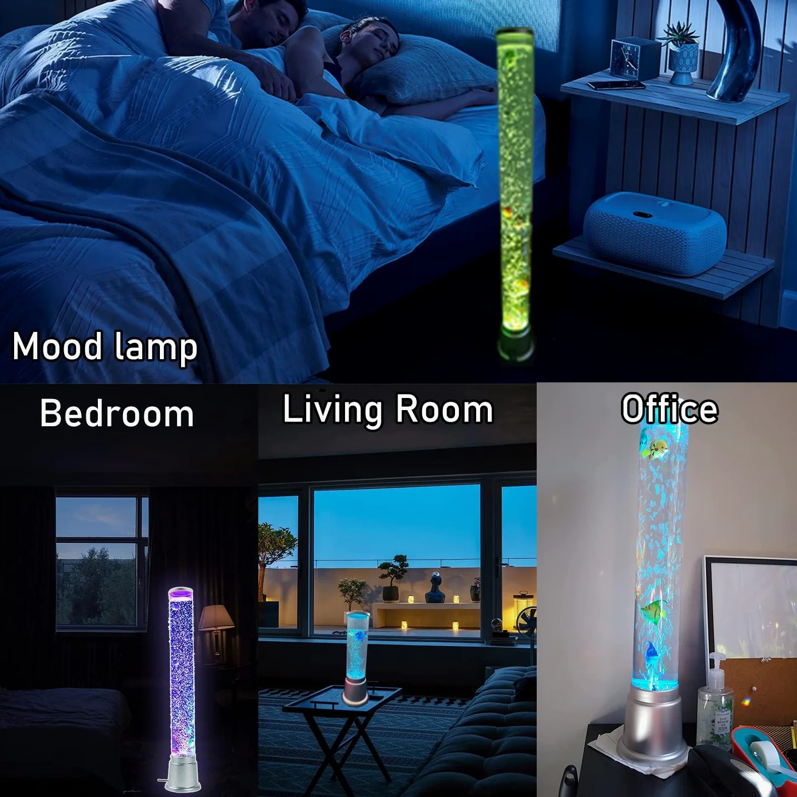3,3 Fuß Blasenfisch-Stehlampe, gefälschte Aquarium-Wasserröhre, Lavalampe mit 7 Farbwechsel-USB-LED-Stimmungsnachtlicht, Geschenk for Kinder, Erwachsene, ADHS, Autismus