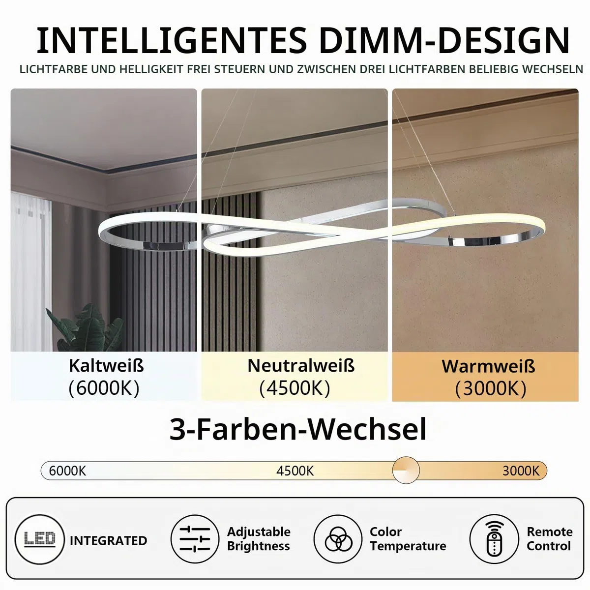 Moderner Kronleuchter, LED Kronleuchter für Die Beleuchtung von Kücheninseln, Moderne LED Pendelleuchte für Kücheninseln, Dimmbare Moderne Kronleuchter für Esszimmerleuchten mit Fernbedienung