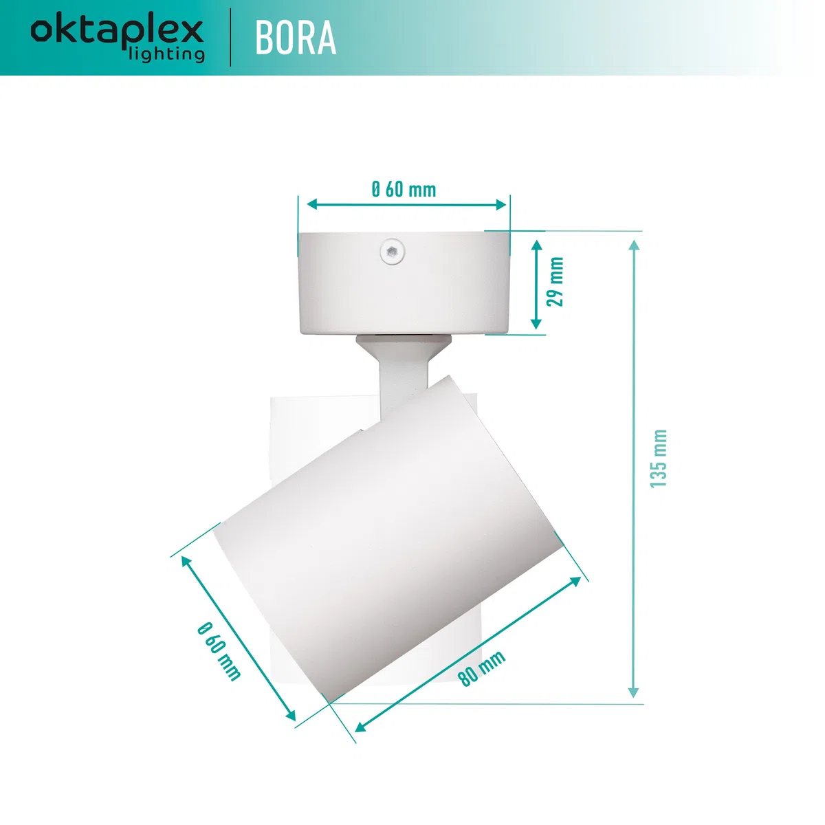 Oktaplex Bora Deckenstrahler 1-flammig weiss schwenkbar | GU10 LED Spotleuchte 230V Spotbalken - Strahler-Deckenleuchte