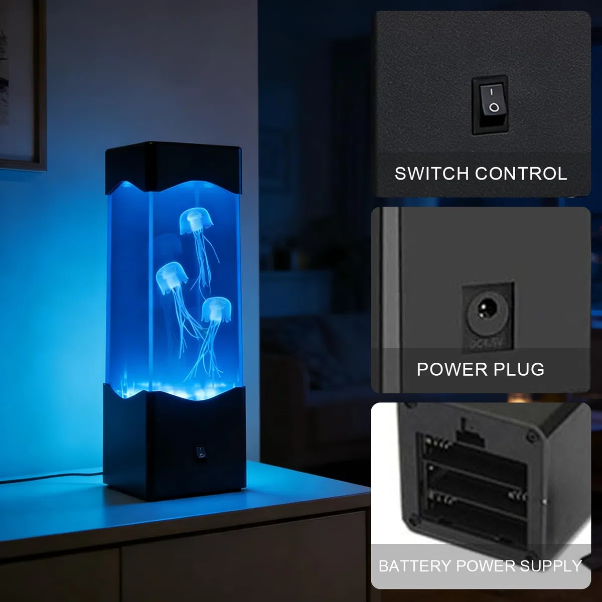 Quallen Lampe Lavalampe, LED Quallenlampe Jellyfish Lamp mit Farbwechsel, 23x7.5x7.5cm Wasserdichte Quallen Aquarium Stimmungslampe, Deko für Wohnzimmer, Geschenk für Männer Frauen Kinder Erwachsene