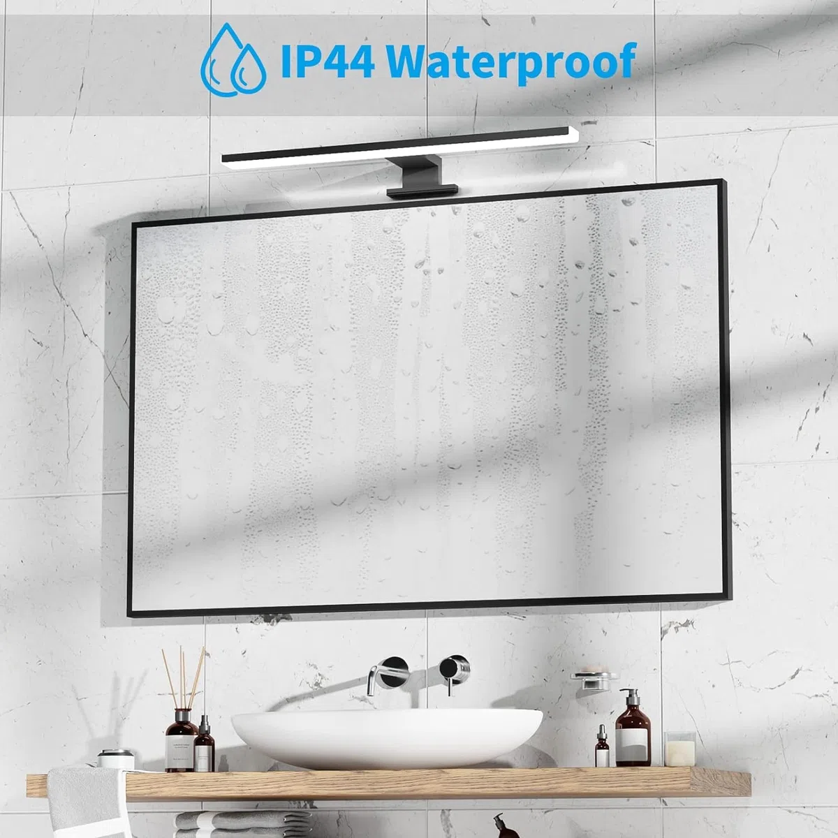 Led Spiegelleuchte 40cm 10W 4000K,Badezimmerlampe Wand Beleuchtungen 230V Neutralweiß 820LM,Klasse II,Schwarz