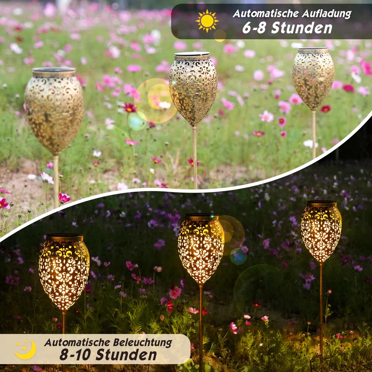 JOYCREATOR 2 Stück Solarleuchten Ersatz Top 8,12 cm, 600 mAh Solarlampen Ersatzteile 2er Set mit IP65 Wasserdicht, 15LM Solar Ersatzdeckel Solarpanel Ersatz Solarmodul für Gartenleuchte Solarlaterne