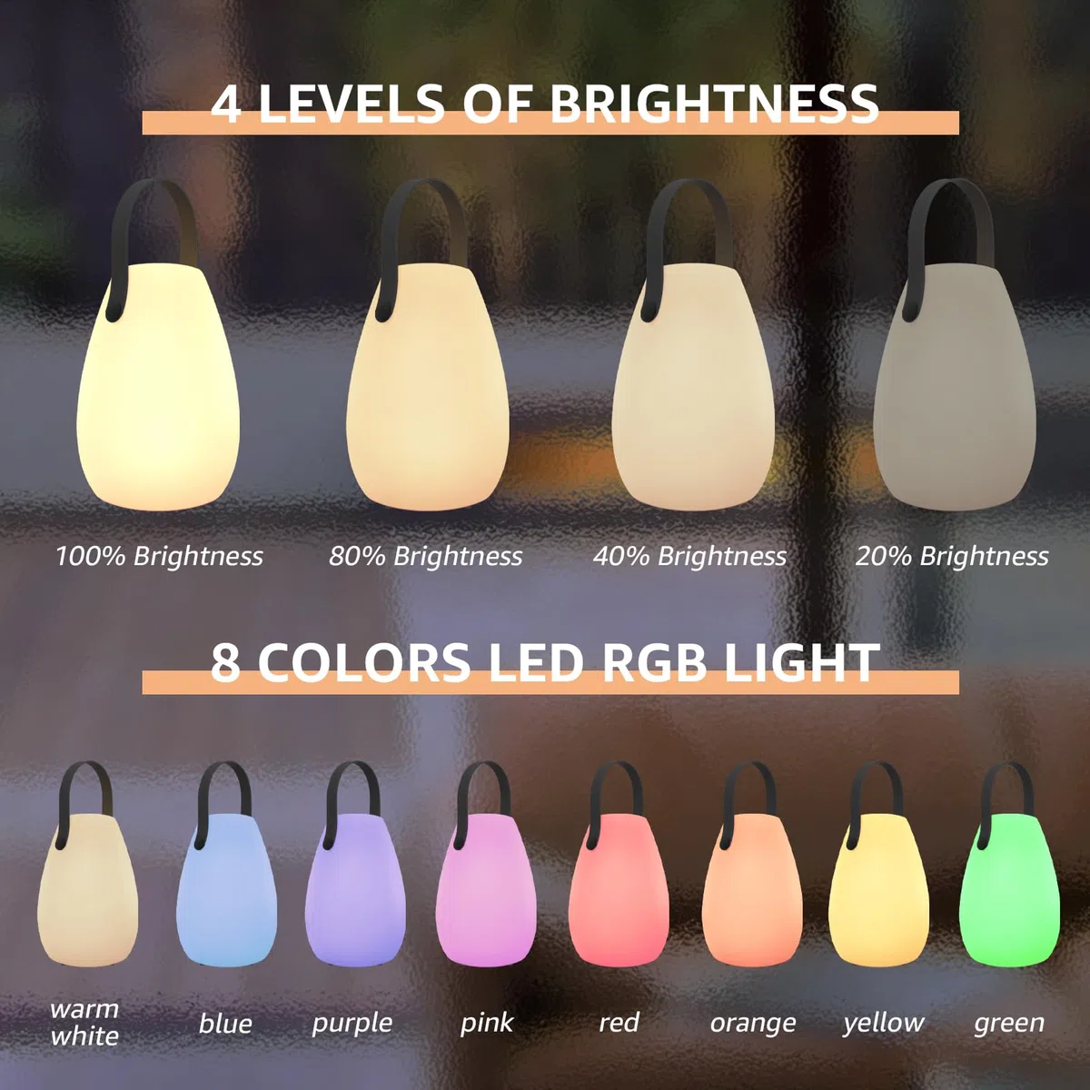 LED Akku Outdoor Lampe mit Fernbedienung Dimmbare Tischlampe Kabellos 7 Farben & Warmweiß IP44 Wasserdicht USB-C Camping Lampe für Außen, Garten, Terrasse, Esstisch, Bar 14 x 20 CM
