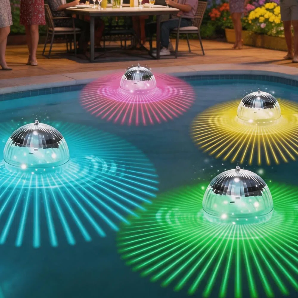 Poolbeleuchtung Solar, 4 Stück Schwimmende Poolbeleuchtung, LED Pool Licht RGB Dimmbar, Solar Poolbeleuchtungs, Wasserdichte Pool Lichter Unterwasser für Schwimmbad Pools, Teiche, Lawn