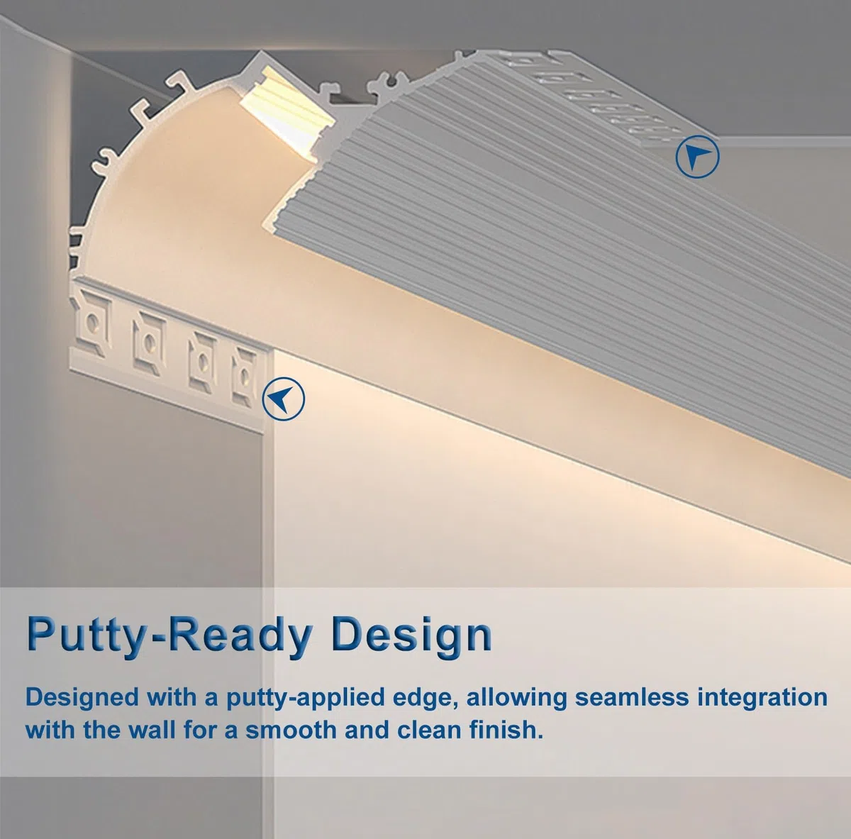 LED-Deckenleiste für indirekte Beleuchtung, 2,4 m Aluminium-Lineark, moderne weiße Deckenverkleidung für Heimdekoration, ideal für modernes Beleuchtungsdesign, 2,4 m Eleganz