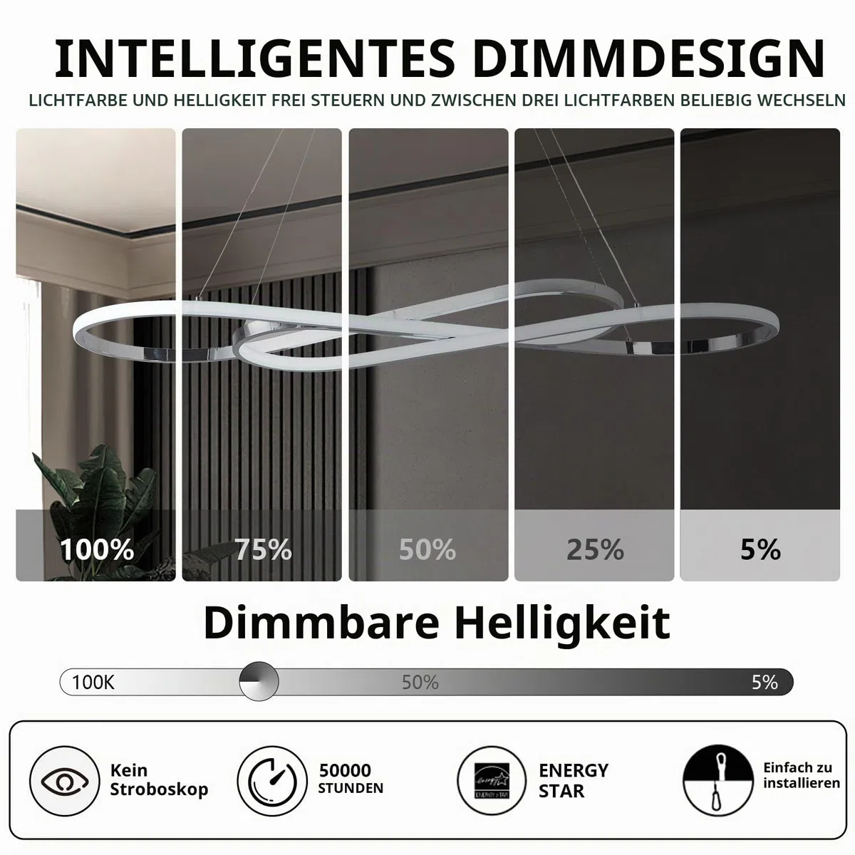 Moderner Kronleuchter, LED Kronleuchter für Die Beleuchtung von Kücheninseln, Moderne LED Pendelleuchte für Kücheninseln, Dimmbare Moderne Kronleuchter für Esszimmerleuchten mit Fernbedienung