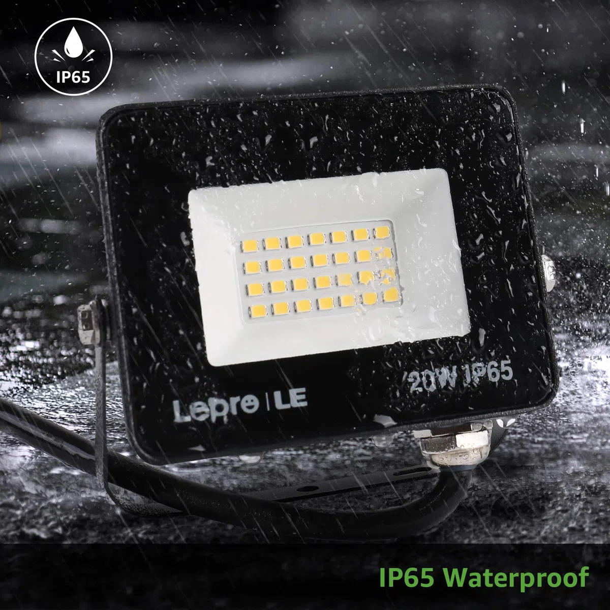 Lepro 20W LED Strahler Außen, 1700LM Superhell Außenstrahler IP65 Wasserdicht Fluter 5000K Scheinwerfer, Flutlicht Aussenleuchte für Garten, Garage, Hotel, Sportplatz, Keine Bewegungsmelder[2 Stücke]