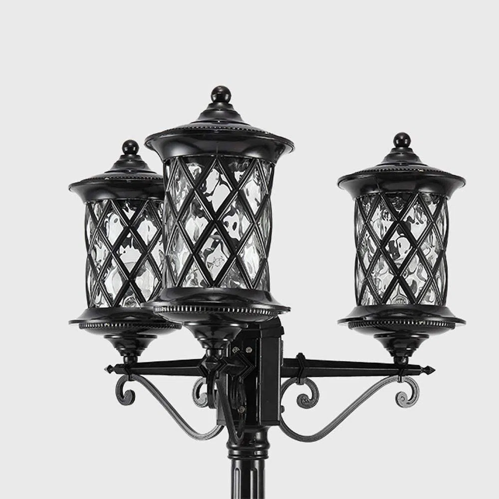 Standleuchte für den Außenbereich, E27, 3 Leuchten, Vintage, Glas, für Hof oder Garten, dekorative Beleuchtung, wasserdicht, kontinentaler Stil, auch für Wände, Villen und
