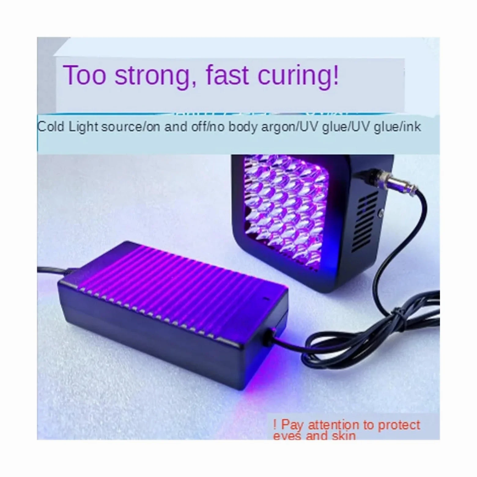 EDEDE Schwarzlicht, 400 W hochintensive UV-Härtungslampe, Lichthärtungslampe, UV-Kleber, schattenloser Kleber, Lack, grüne Tinte UV Lampe(395nm)