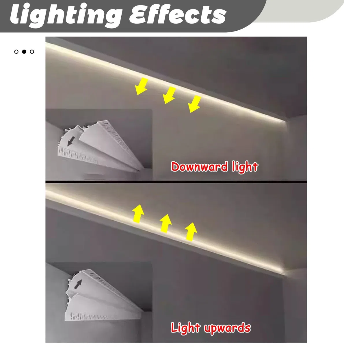 Kronenform-Einputz-Kronenformbeleuchtung for LED-Streifenlichter, Aluminium-LED-Diffusor-Kanalschiene, Innendekoration(2.4m(8ft))