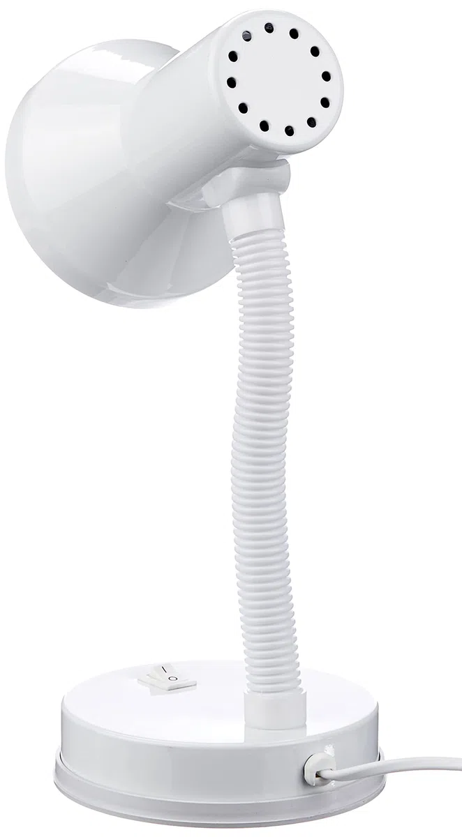 Brilliant Junior Tischlampe weiß – Schreibtischlampe mit Flexarm & Kippschalter – E27 Fassung, LED geeignet – moderne Leselampe
