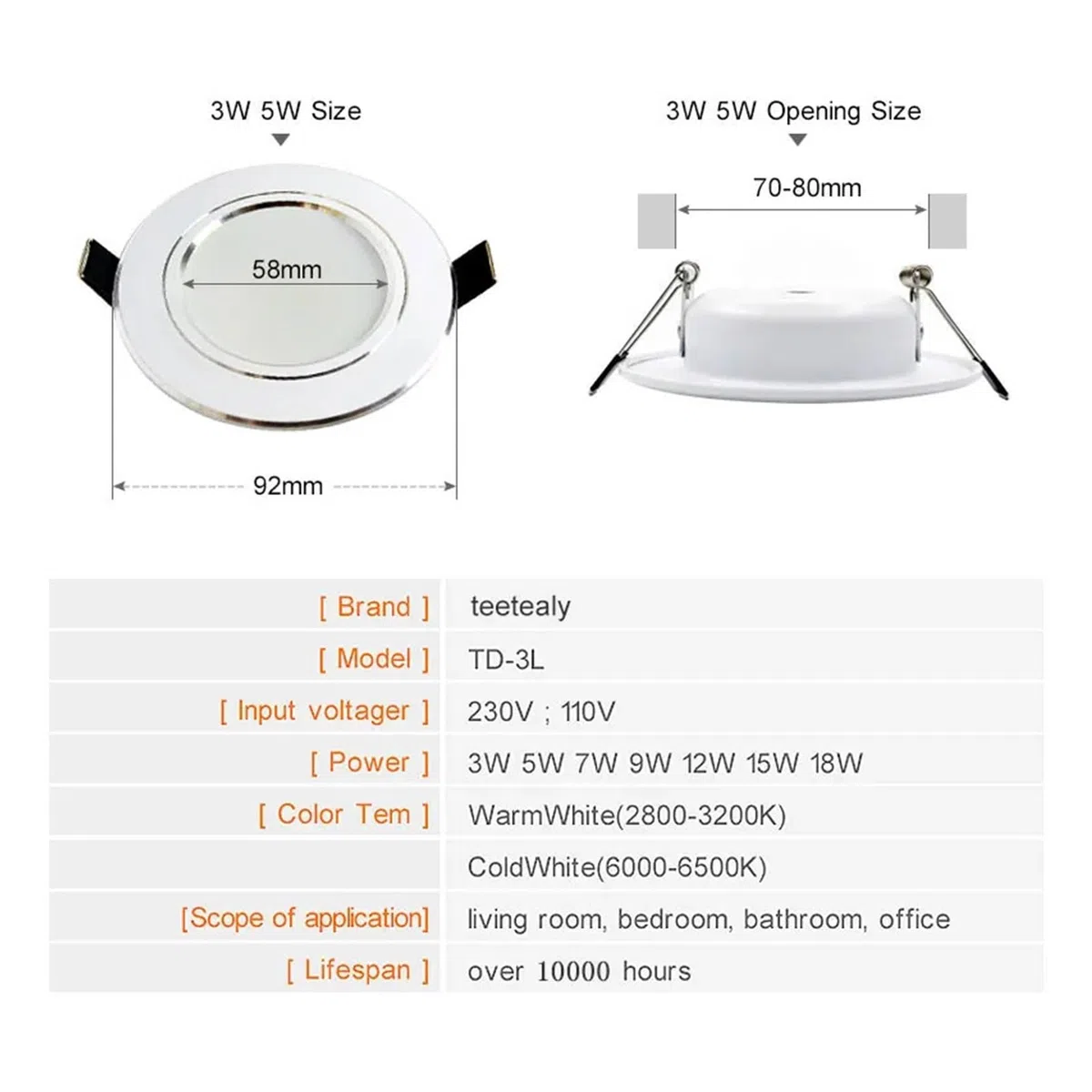 Generisch 10 Teile/los Led Downlight Lampe 3w 5w 7W 9w 12w 15w 18w 230V 110V Decke Einbau-downlights Runde Panel Licht Innen Beleuchtung